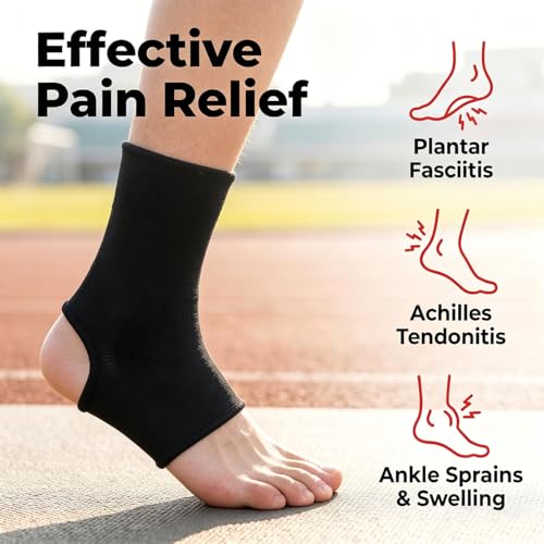 Compression Ankle Sleeve, Ankle Brace Support Sleeve, Black 1 Pair