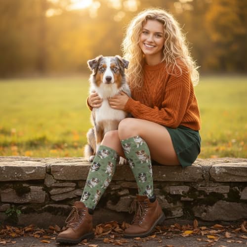 Cute Dog Compression Socks Women Men, Dog Lover Gift - color: Australian Shepherd