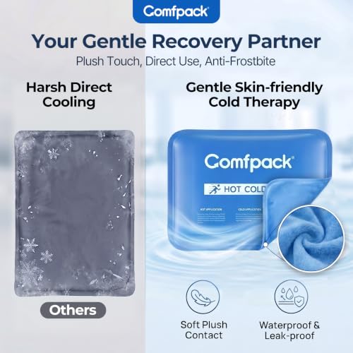 Comfpack Soft Gel Ice Packs for Injuries Reusable, Flexible Double Sided Cold Packs for Muscle Pain Relief & Strains, Ice Pack for Shoulder, Knee, Ankle, Back, Face, Leg, Arm(1 PK) - size: 9.7×7.8 Inch