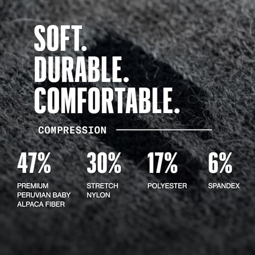 HOLLOW Alpaca Compression Socks for Women & Men, 15-20 mmHg, Made in USA - color: Grey, size: Medium
