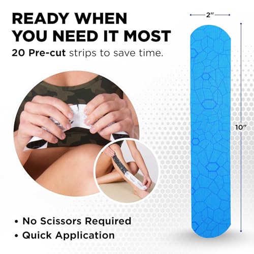 THERABAND Kinesiology Tape for Shoulder, Back & Knee, 2", Blue/Blue - color: Blue/Blue