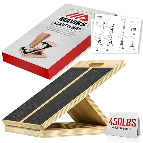 Professional Adjustable Calf Stretcher Slant Board for Squats for Ankle and Achilles Stretching, Posture Wooden Slant Board for Calf Stretching, Squat Wedge for Physical therapy & Exercise