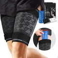 Always Ready, Thigh Compression Support Sleeve (2 Per Pack) with Hot & Cold Gel Pack for Hamstring & Quadricep Muscle Strains & Injury, Men & Women, Two Adjustable Compression Straps, Non-Slip (M) - size: M