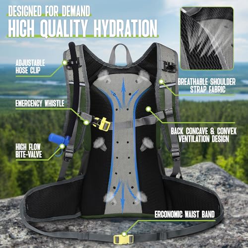 N NEVO RHINO Hydration Backpack, 18L Hiking Backpack with 3L Water Bladder - color: Army Green