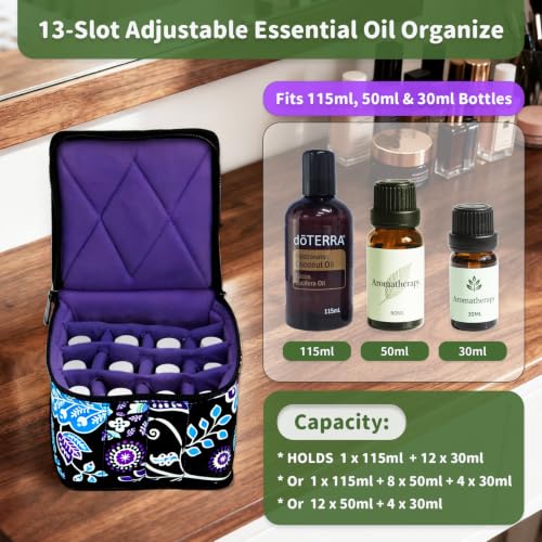 Weljoy 13 Bottle Essential Oil Carrying Case, Night Paisley - color: Night Paisley