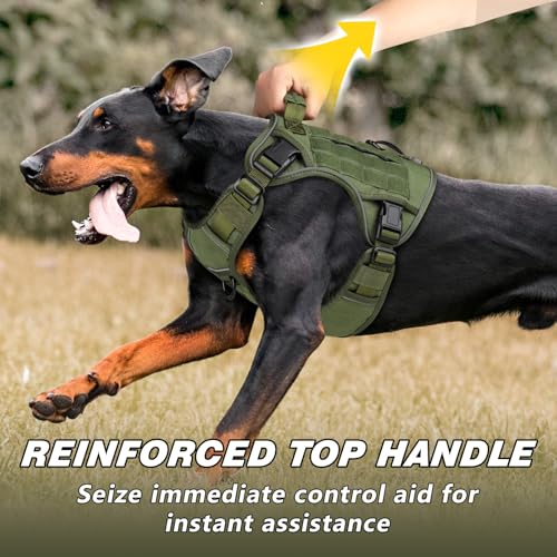 WINGOIN Green Tactical Dog Harness for Large Dogs,No Pull Dog Harness - color: Green, size: X-Large: 70-120 lbs (Chest:29-39",Neck:21-26")