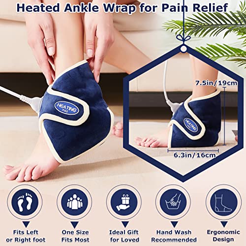 CAMECO Electric Ankle Heating Pad for Achilles Tendinitis Pain Relief, 30s Quick Heating & 86℉-158℉ Heated Ankle Brace for Women Men Home Office, Ankle Heat Wrap for Arthritis Swelling