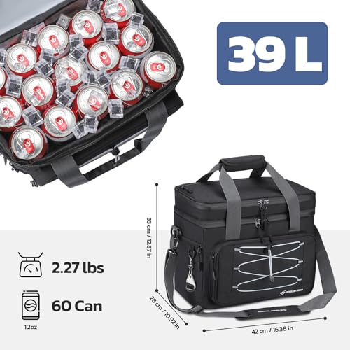Maelstrom 24/30/60 Can Soft Cooler Bag, Double Deck Portable Ice Chest - color: Black, size: 60 Can