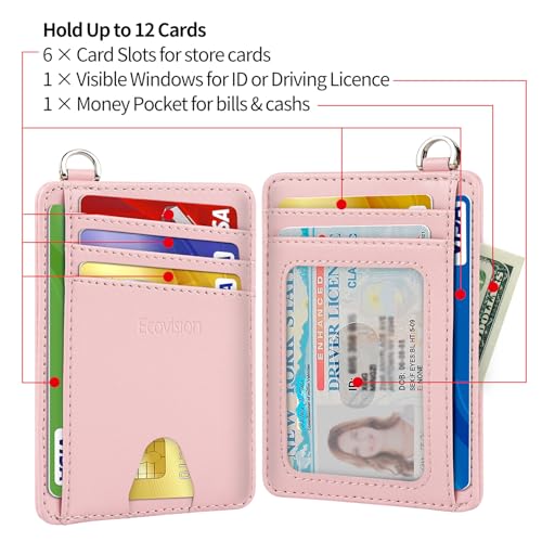 Slim Minimalist Front Pocket Wallet, RFID Blocking Credit Card Holder Wallet with Integrated D-Shackle for Men Women - color: Cowhide Pink