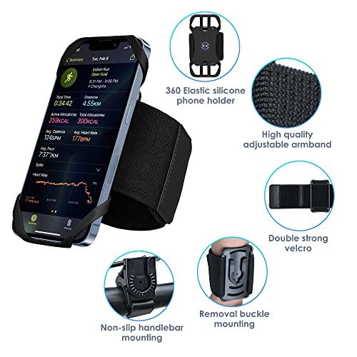 Cikyner 3 in 1 Running Armband, 360° Rotatable & Detachable Sports Armband - color: G4Black