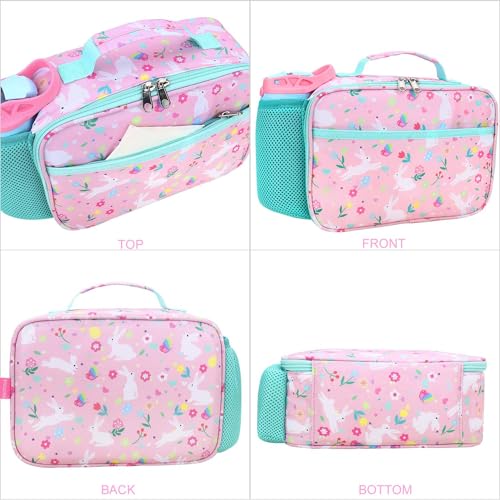 RHCPFOVR Kids Lunch Bag - Insulated Lunch Box for Boys Girls,Washable Lunch Bag and Reusable Toddler Leak-proof Lunchbox for School and Daycare - color: Pink-Bunny