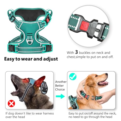HEELE Dog Harness, Soft Padded, Front Clip Vest with Control Handle Grass S - color: Lock Grass Green, size: S (Pack of 1)