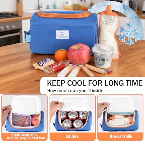Genteen Small Cooler Bag with Ice Packs,Snack Bags for Kids,Insulated Leakproof Reusable Small Lunch Bag, BPA free Thermal Cooler Bag for School, Travel, Work and Daily Use,Blue - color: Blue