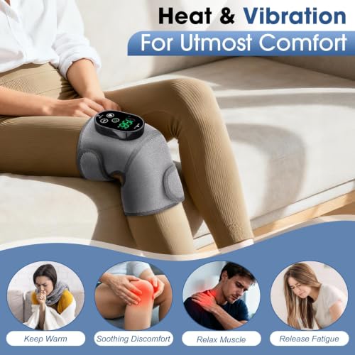Cordless Knee Massager with Heat, Knee Heating pad for Knee Pain
