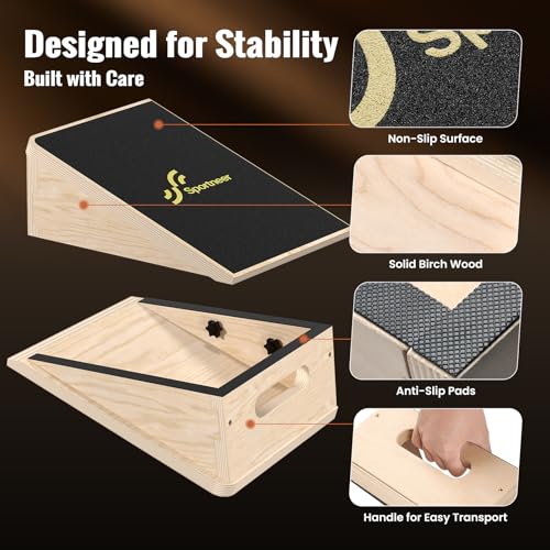 Sportneer Squat Wedge, 1200LB Wooden Heel Elevated Board for Squats - size: 20°