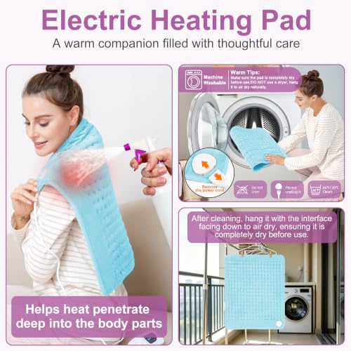 Heating Pad,Electric Heating Pad,Heating Pad for Back (LightBlue, 24"x20") - color: Babyblue, size: 24x20 Inch