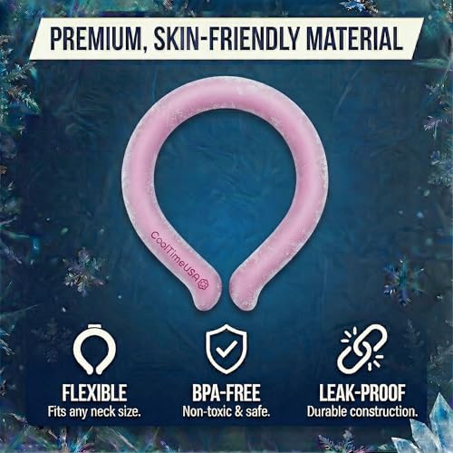 CoolTimeUSA Neck Cooling Tube - Reusable Neck Ice Ring Cooler Wrap, Pink - color: Pink