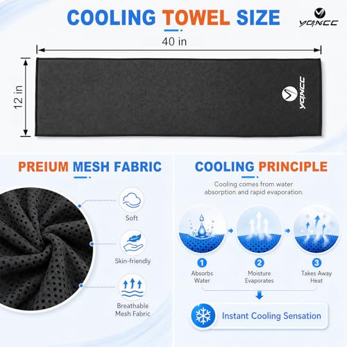 YQXCC 4 Pack Cooling Towels, 40"x12", Ice Cool Towels for Neck & Face - color: Dark Blue, Green, Dark Gray, Light Gray