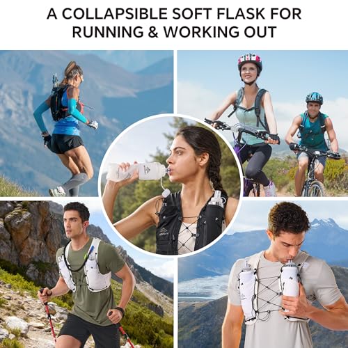 500ml Soft Flask, 2 Pack TPU Collapsible Water Bottle for Running - color: 500ml Grey