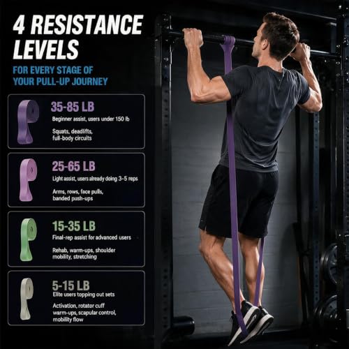 LEEKEY Resistance Bands Set for Pull Up Assistance & Exercise - color: Gray Purple