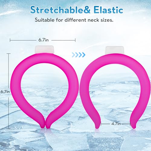2 Pack Neck Cooling Tube with Insulated Cooling Bag, Reusable PCM Ice Ring - color: Pink*2