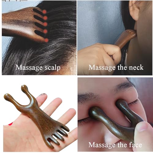 OULIGET Natural Wooden Nose Guasha Massage Tools Anti-Static Gua Sha Tool - style: Nose Guasha Comb