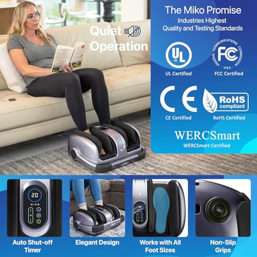 Miko Shiatsu Foot Massager with Heat and Deep Kneading - color: Charcoal-grey