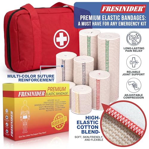 FRESINIDER Premium Elastic Bandage Wrap 8 Pack, 2-6 Inch, Hook and Loop - color: 8 Pack Value Pack