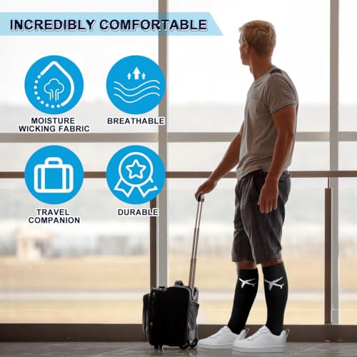 Skicuff 2 Pairs Travel Compression Socks for Men and Women - color: Black