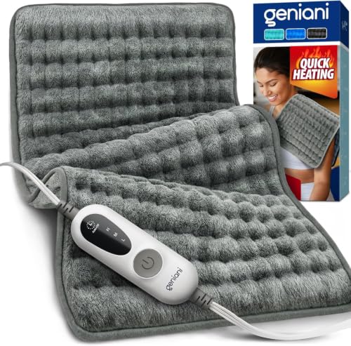 GENIANI Heating Pad, Electric Throw, Heating Pad for Back, 24x12 Inch - color: Chinchilla Gray/Gray, size: 12" x 24"