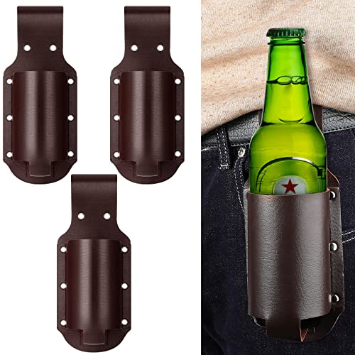 3 Pcs Beer Holster Classic PU Leather Beer Holster Bottle Holders