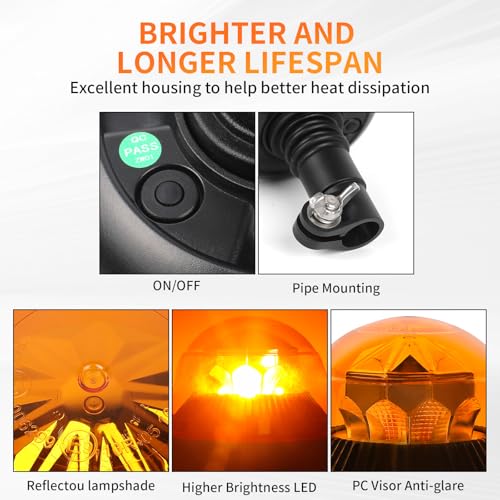 Amber LED Rotating Beacon Light 7 Flashing Modes Warning Light - color: Style 5