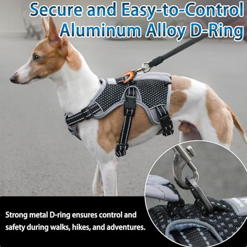 Escape Proof Dog Harness, No Escape No Pull Reflective Dog Harness with Durable Handle, Adjustable Heavy Duty Vest for Small Medium Large Dogs, Walking and Training (Black,L) - color: Black, size: L (Pack of 1)
