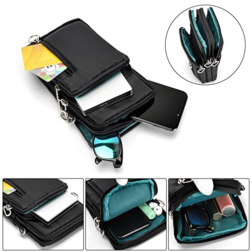 Women Cell Phone Purse Wristband Sport Armband Wallet Travel Crossbody Cell Phone Purse for Galaxy S10 Plus S9 Plus A50 A7 J7,OnePlus 6T,HTC U12 (Black) - color: Black