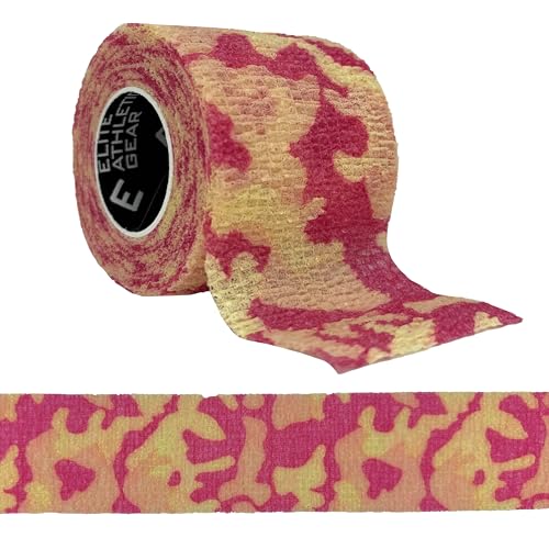 Self Stick Athletic Tape – 2” x 6.5 Yards – Latex-Free, Easy Rip Sports Wrap for Football, Baseball, Soccer, Wrist, Ankle, Finger & Injury Support (Pink Camo) - color: Pink Camo