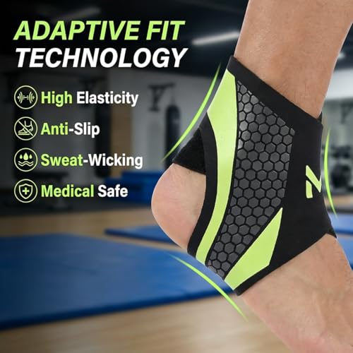 Ankle Brace 2 Pack, Adjustable Lace-Up Ankle Support with Stabilizing Straps, Breathable Compression Ankle Stabilizer for Running, Basketball, Sports & Daily Wear for Men & Women (Green)