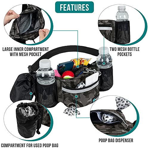 PetAmi Dog Fanny Pack, Treat Pouch for Dog Walking Training, Camo Black - color: Camo Black