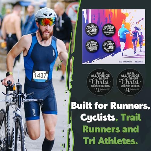 Suncalla 12pcs Race Bib Clips, Runner Race - color: Black, style: Bible Verse