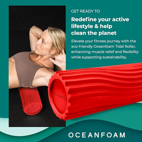 Oceanfoam Tidal Roller - Muscle Massage Foam Roller for Exercise (Red) - color: Red