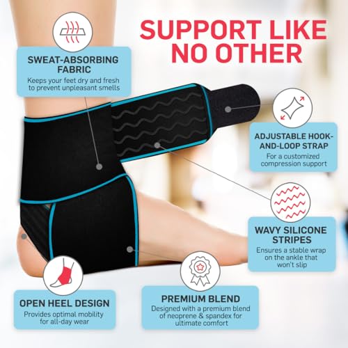 Dr. Arthritis Essentials Ankle Brace Support, Stabilizing Wrap for Sprains, Tendonitis, Achilles Injuries, Running, Basketball, Fits Left & Right Foot (Pink Single)