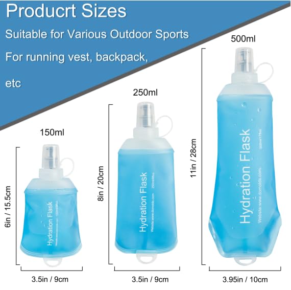 CLINTT 150ml Soft Flask, Foldable Running Water Bottle, TPU Folding Soft Water Flask, BPA-Free Collapsible Flask for Hydration Pack Running Vest, Cycling, Climbing, Hiking - 1Pcs, Blue - color: 150ml blue