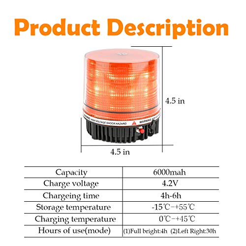 Amber Wireless Rotating Beacon Amber Battery Led Strobe Warning Light - color: Amber