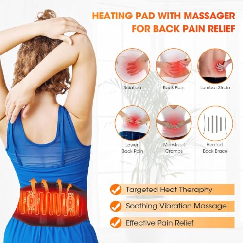 CUEHEAT Heated Waist Belt, Dual-Zone Back and Belly Vibration - size: 45 inches