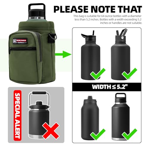 NATURE PIONEOR 26-128 oz Insulated Water Bottle Carrier Holder with Strap - color: Green, size: 64oz