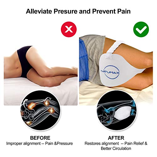 Knee Pillow for Side Sleepers Memory Foam with Strap for Pain Relief - color: White