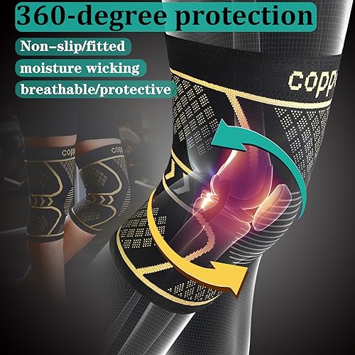 Copper Compression Knee Brace for Knee Pain Women & Men (2 Pack, X-Small) - size: X-Small