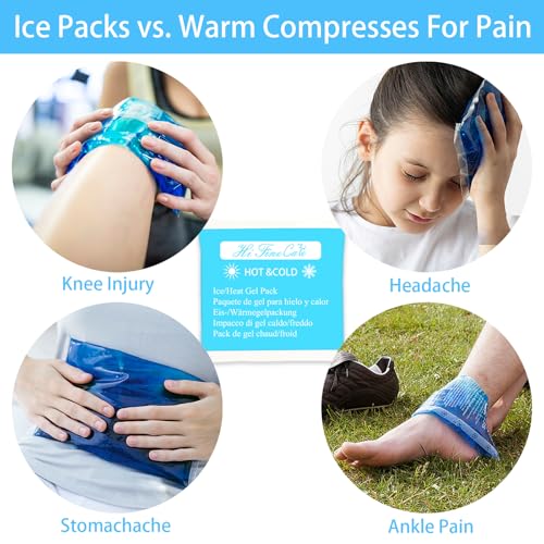 Gel Ice Packs, Cold Packs for Injury Recovery, Cold Compress for Pain Relief, Hot Cold Pack Relieves Inflammation, Arthritis for Headache, Ankle, Neck (Blue (4 Pack), 5×5 inch (13×13cm))