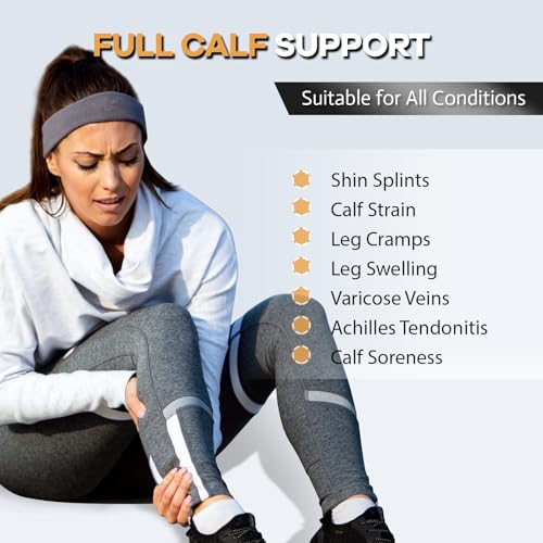 Copper Calf Compression Sleeves for Men Women, Shin Splint Relief, Grip - color: Pink, size: Medium