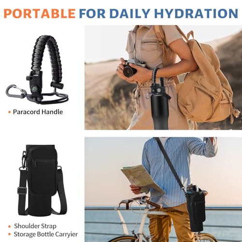 32oz Insulated Water Bottle with Carrier Bag, Fit Car Cup Holder Travel Mug - color: Shadow, size: 32 Ounces