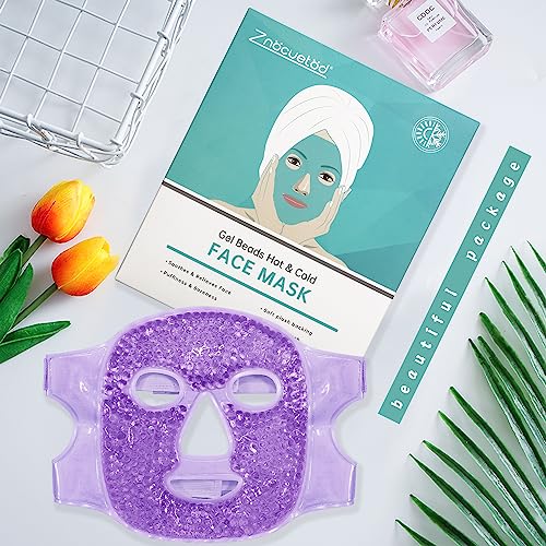 ZNÖCUETÖD Face Ice Mask Facial Ice Packs Gel Hot Cold Compress for Women - color: Purple